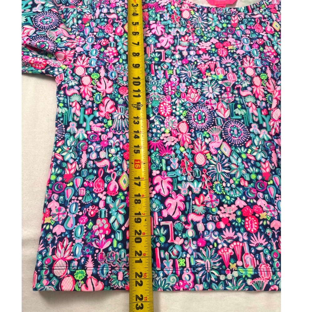 Lilly Pulitzer Kamala Low Tide Navy Jewerly Pink Blue Floral Tropical Sweatshirt - Picture 7 of 8